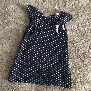 Navy blue and violet accented flutter sleeve dress